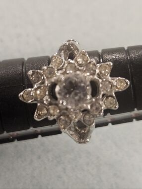 White Crystal Floral Halo Ring